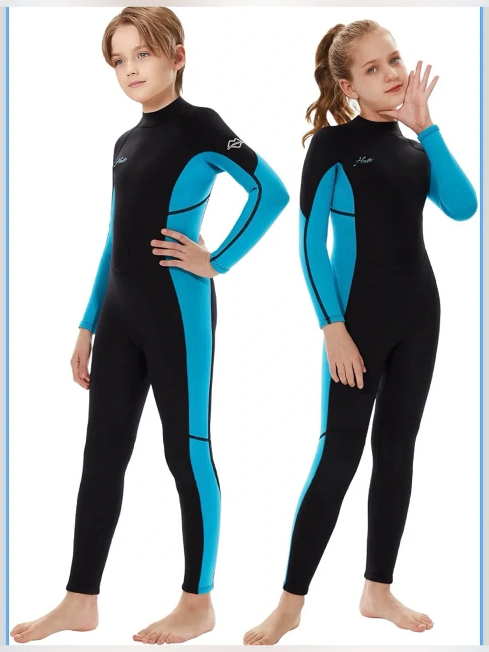 Hevto Kids Wetsuit 3/2mm Neoprene Back Zip for Boys Girls